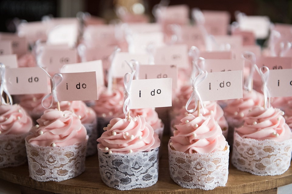 bridal-shower-cupcakes-pink-frosting-lace-bottom-i-do-toothpick-flag